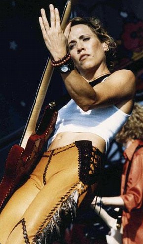 Lost Art, leather trousers worn by Sheryl Crow in concert, Woodstock 1999, photograph by Tara Canova