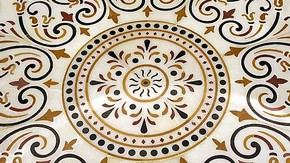 Mosaic Floor of Jain Temple at Potters Bar, Photographed by Ravin Mehta, 2006, Reproduced with permission of the Oshwal Association (UK)