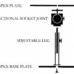 Prototype book cradle with telescopic legs. Illustrated by Danny Norman