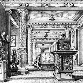 Engraving by John Watkins showing The Ceramic Galleries, about 1875
