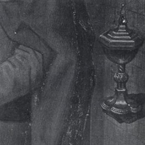 Figure 3. Detail of E209-1995, of right hand figure. Pigment analysis showed predominant use of a red lake