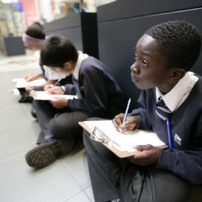 School pupils in Asian galleries
