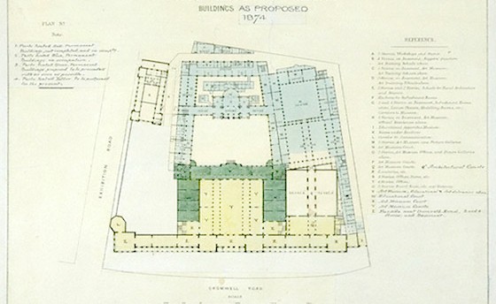 Plan of new buildings, Captain F. Fowke, 1865.