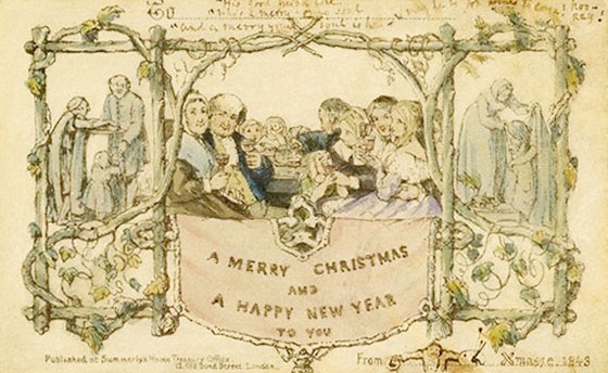 Christmas Card designed for Sir Henry Cole, John Calcott Horsley, 1843. Museum no. L.3293-1987.
