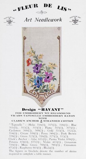 Printed plate with instructions for embroidery design for a table runner entitled ‘Havant’, Francis Johnston, 1930-1950. Museum no. AAD/2001/1/1 (click image for larger version) 