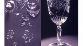 Glass goblet - fragments of broken glass. Museum no. CIRC.618-1967