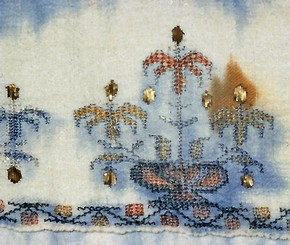 Sampler showing dyes that have run. Museum no. 6.2-6D
