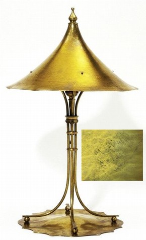 Etched fingerprint corrosion on a brass lamp, about 1893. Museum no. CIRC.277-1961. © Sophy Wills