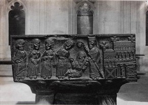 Winchester Cathedral Font, photograph by Mrs C Weed Ward, National Photographic Record and Survey, 1904. Museum no. E.2375-2000