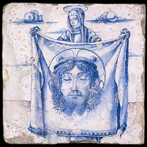 Tile depicting St. Veronica, Italy, about 1490. Museum no. 7549-1861