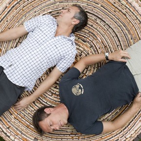The Campana Brothers with their Vitoria Regis stools, designed in 2002 