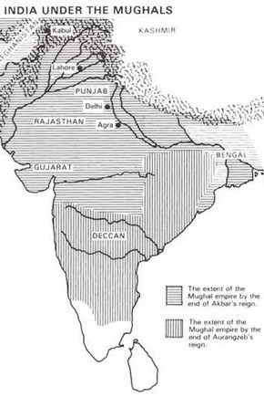 Map: India Under the Mughals