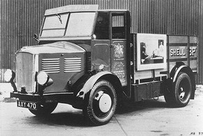 Shell-Mex and BP lorry with Curtis Moffat's 'Photographers Prefer Shell' 1934 bill on its side, UK. Courtesy of the Shell Art Collection at the National Motor Museum, Beaulieu