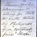Detail of letter from Julia Margaret Cameron to Mr Cole, May 20 Saturday 1865.