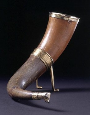 'The Pusey horn', horn with silver-gilt mounts, unmarked, around 1400. Museum no. 220-1938