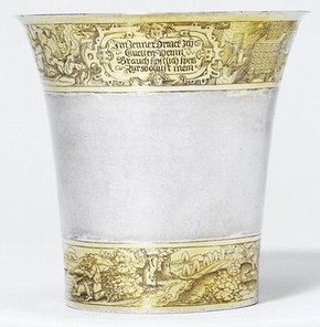 Monatsbecher (Month Beaker), mark of Courakt Grenter, Strasbourg, around 1550. Museum no. 6558-1859