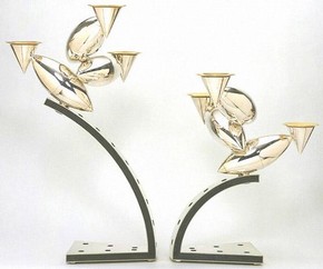 Pair of candelabra, designed and made by Chris Knight (b.1964), Sheffield, 1998. Museum no. M.21-22-1998