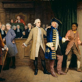 James Hayllar, ‘Granville Sharp, The Abolitionist, Rescuing a Slave from The Hands of His Master’, 1864, oil on canvas. Museum no. 1-1874