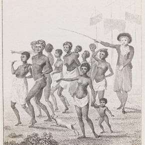 William Blake, ‘Group of Negroes, as imported to be sold for slaves’, Great Britain, 1796, engraving and etching on paper. Museum no. E.1215E-1886