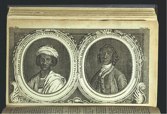 Job Ben Solomon (left) and William Ansah Sessarakoo, England, print on paper, published 1750. National Art Library pressmark PP.501.G