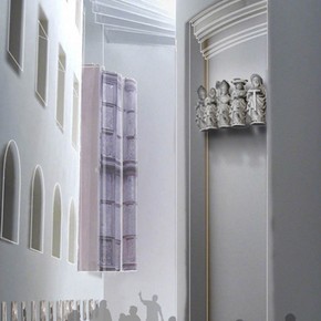 Visualisation of the façade of Sir Paul Pindar's House in Room 64b. Image courtesy of MUMA Ltd