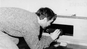 Fig.2. The routine 'bug-hunts' involve the monitoring of insect traps and inspection of 'dead spaces', here shown below a display case.