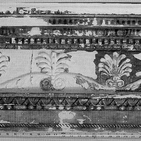 Fig. 1. Gubbio Studiolo Project. Detail of cornice after an application of calcium carbonate gesso.