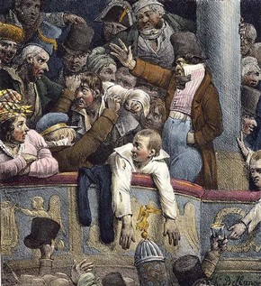 Detail from 'Spectacle Gratis' (free show), G.Engelman, early to mid 19th century