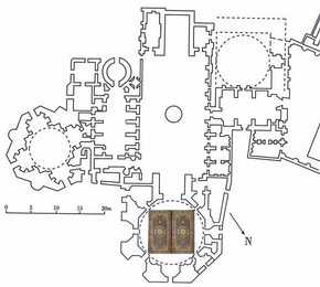 Plan of the shrine at Ardabil, showing where the carpets were situated