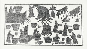 Kitchen scene from a mural in an Eastern Han tomb, about 200