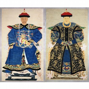 Pair of ancestor portraits, 1700-1800. Museum nos. E.362-1956, E.363-1956
