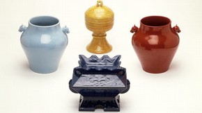Vessels, 1736-1820. Museum nos. C.17-1968, C.483-1910, C.526-1910, FE.99,100-1970