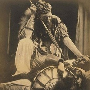 Julia Margaret Cameron, 'Spear or spare', Báshá Félíka, photograph of Captain Speedy, 1868. Museum no. 19-1939