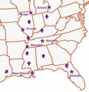 Illustration of economic migration in the USA in the mid 20th century 
