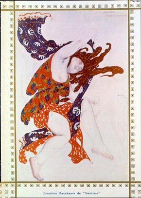Costume design for a 'Bacchante' in the ballet 'Narcisse', Léon Bakst, 1912. Museum no. 2006AH0658