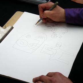 Nick Matousevitch demonstrates how he constructed his painting ‘Elephant’, based on the posters by M.C. Escher in the V&A Prints and Drawings Collection 