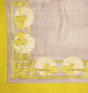 Embroidered linen tablecloth by Ann Macbeth, c. 1900. Museum no. T.68-1953