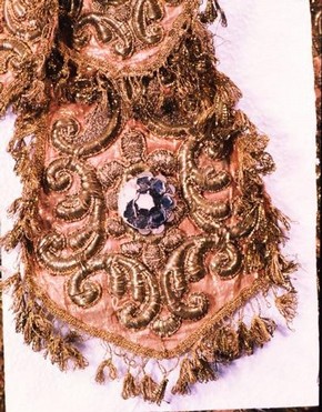 Detail of a sleeve from a costume worn in a private performance in Tuscany, about 1750. Museum no. S.792 – 1982