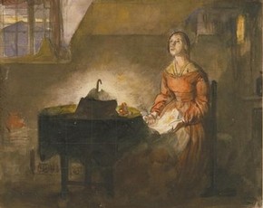 Sketch for 'The Poor Seamstress', by Richard Redgrave (1804-1888). Museum no. E.5755-1910