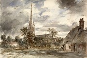 John Constable, 'Salisbury Cathedral seen from the North-west, with Cottages'. Museum no. 227-1888