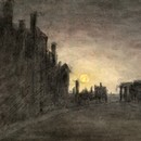 John Baptist Malchair, 'Broad Street, Oxford by Moonlight'. Museum no. P.14-1960