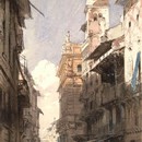 Richard Parkes Bonington, 'Corso Sant'Anastasia, Verona with the Palace of Prince Mafffei', 1826. Museum no. 3047-1876