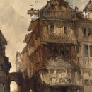 William Callow, 'Old Houses, Berncastel on the Moselle', 1847. Museum no. 3021-1876