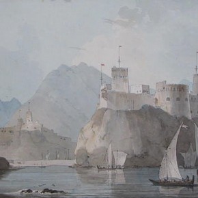 East view of the forts of Jellali and Merani, Muscat, William Daniell (1769-1837) 1793 Click here for full size version and additional information for this image
