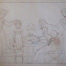 A Woman Sketching a Child with the aid of a camera lucida, Henry Moses (about 1782-1870) From a series of 15 drawings of female costume dated 1818 to 1836.