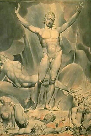 William Blake (1757-1827), Satan arousing the rebel angels, 1808, watercolour on paper, 51.8 x 31.2cm, Museum no. FA 697, Purchased, 1868