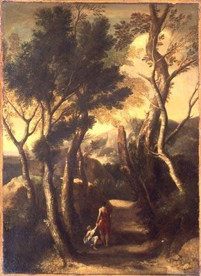 Gaspard Dughet (1615-1675), Italian landscape, around 1633-1635, oil on canvas, 68.5 x 50cm, Museum no. CAI.107. Given by Constantine Alexander Ionides, 1901
