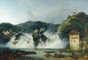 Philippe Jacques De Loutherbourg (1740-1812), The Falls of the Rhine at Schaffhausen, 1788, oil on canvas, 134.6 x 198.2cm, Museum no. 1028-1886, Bequeathed by Joshua Dixon, 1886