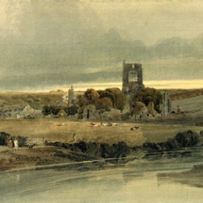 Thomas Girtin (1775-1802), Kirkstall Abbey, Yorkshire - Evening, around 1801, watercolour on paper, 31.7 x 52cm, Museum no. 405-1888, Purchased, 1885
