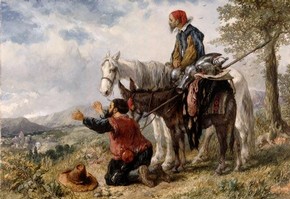 Sir John Gilbert, 'Don Quixote and Sancho Panza returning to their Village', 1866. Museum no. 1762-1900